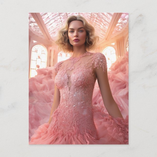 A beautiful blonde in Pink Postcard (Front)