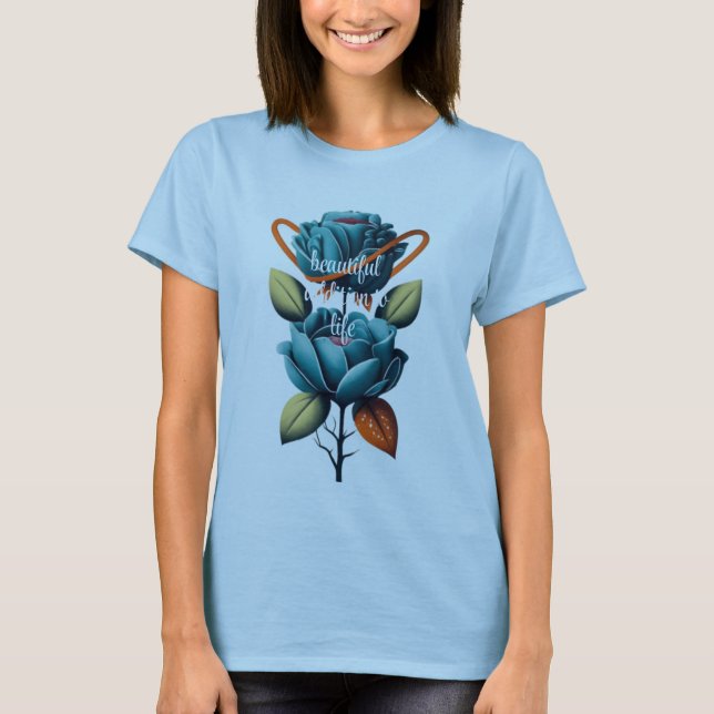 a beautiful blue rose with heart symbol T-Shirt (Front)