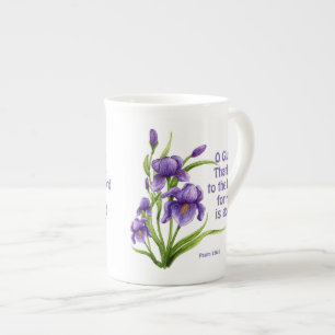A beautiful bouquet of Iris flowers with scripture Bone China Mug
