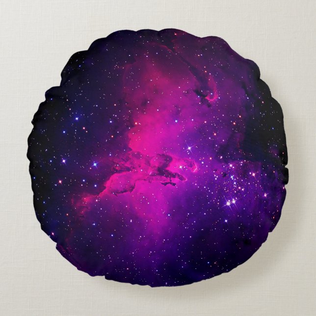 A beautiful, bright space nebula. background,abstr round pillow (Front)