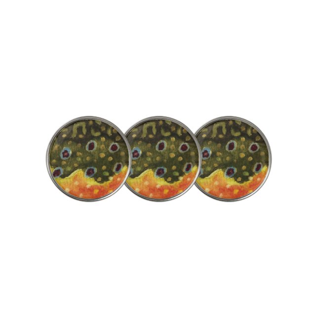 A Beautiful Brook Trout Golf Ball Marker (3 Up)