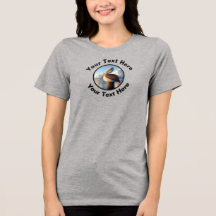 A Beautiful Brown Pelican with Custom Text Tri-Blend Shirt