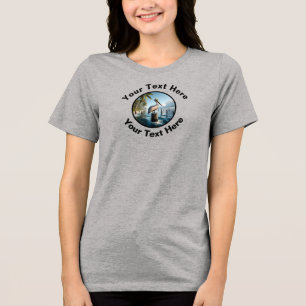 A Beautiful Brown Pelican with Custom Text  Tri-Blend Shirt