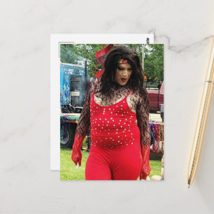 A Beautiful Colorful Drag Queen in Red Postcard