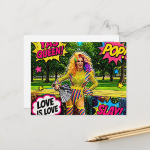 A Beautiful Colorful Drag Queen Pop Art Postcard