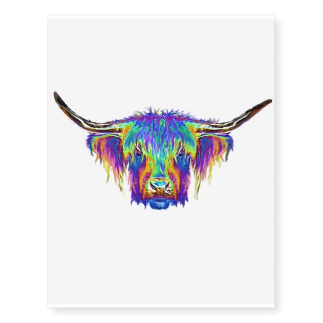 A beautiful colourful bull. temporary tattoos (Front)