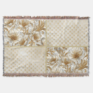 A Beautiful Combination of Flowers ,Gold Dots Art Throw Blanket