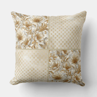 A Beautiful Combination of Flowers ,Gold Dots Art  Throw Pillow