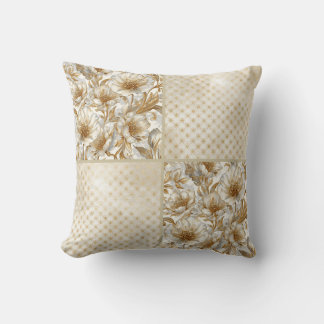 A Beautiful Combination of Flowers ,Gold Dots Art  Throw Pillow