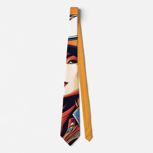 A beautiful cowboy woman neck tie (Front)
