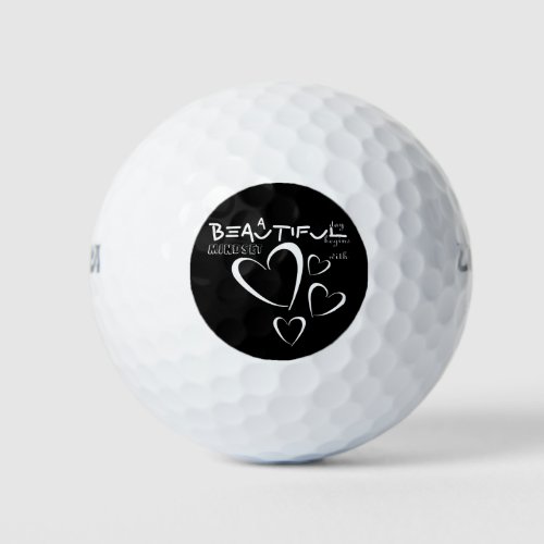 A beautiful day heart design inspirational quote golf balls