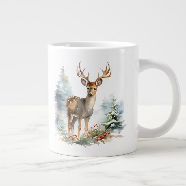 A Beautiful Deer In Winter Christmas Coffee Mug (Right)