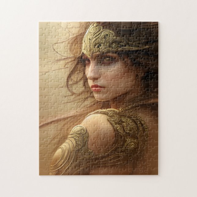 A beautiful female warrior in gold armor jigsaw puzzle (Vertical)