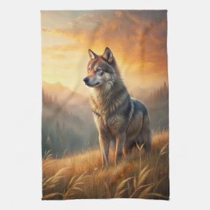 A Beautiful Forest Wolf Kitchen Towel