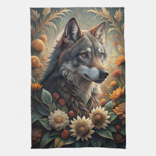 A Beautiful Forest Wolf Kitchen Towel