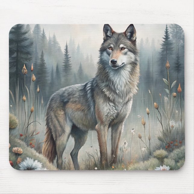 A Beautiful Forest Wolf Mouse Pad (Front)
