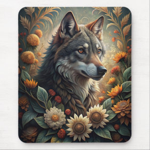A Beautiful Forest Wolf Mouse Pad