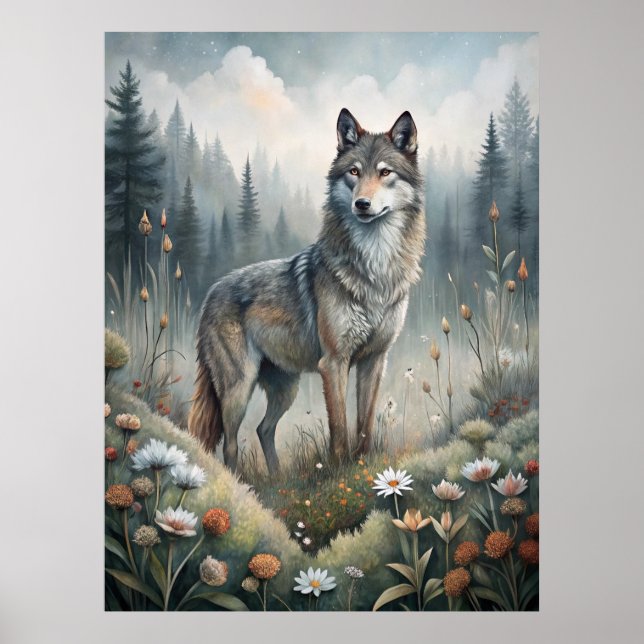 A Beautiful Forest Wolf Poster (Front)