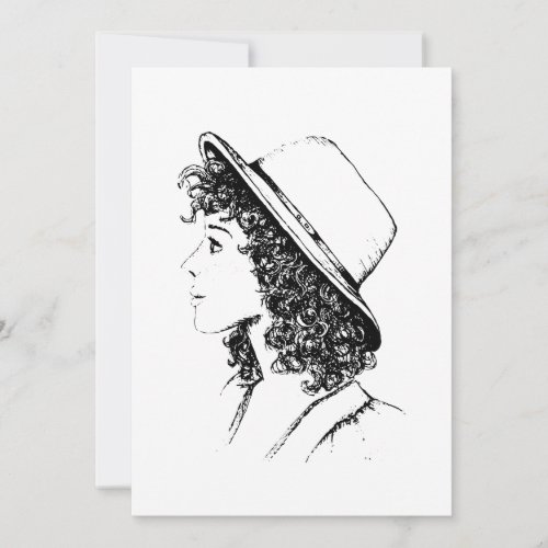 A beautiful girl in a lovely hat classic round sti invitation