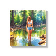 A Beautiful Girl in pond oil color Painting