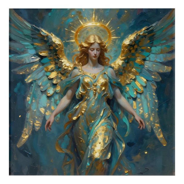 A Beautiful Gold and Turquoise Angel  Acrylic Print (Front)