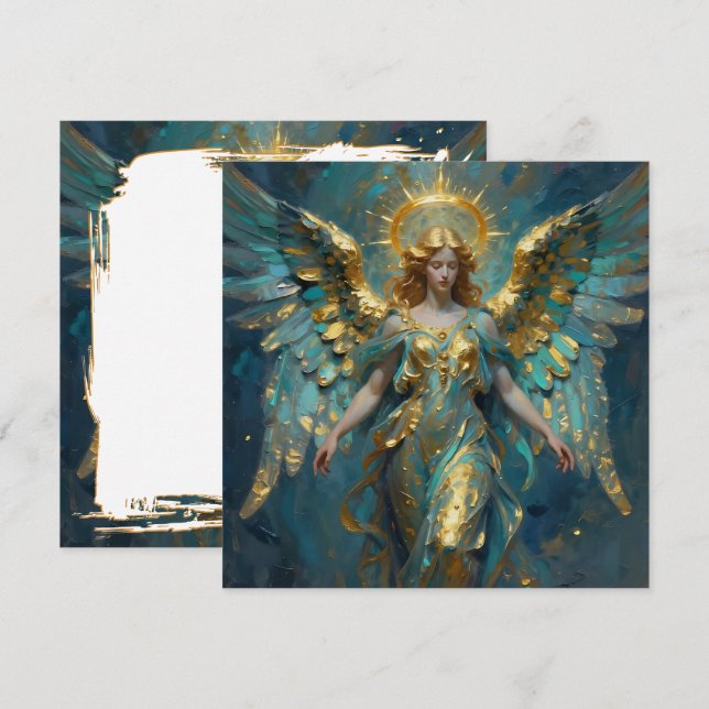 A Beautiful Gold and Turquoise Angel Blank Card (Front/Back)