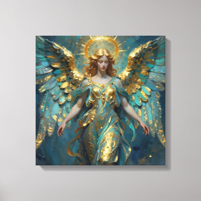 A Beautiful Gold and Turquoise Angel  Canvas Print (Front)