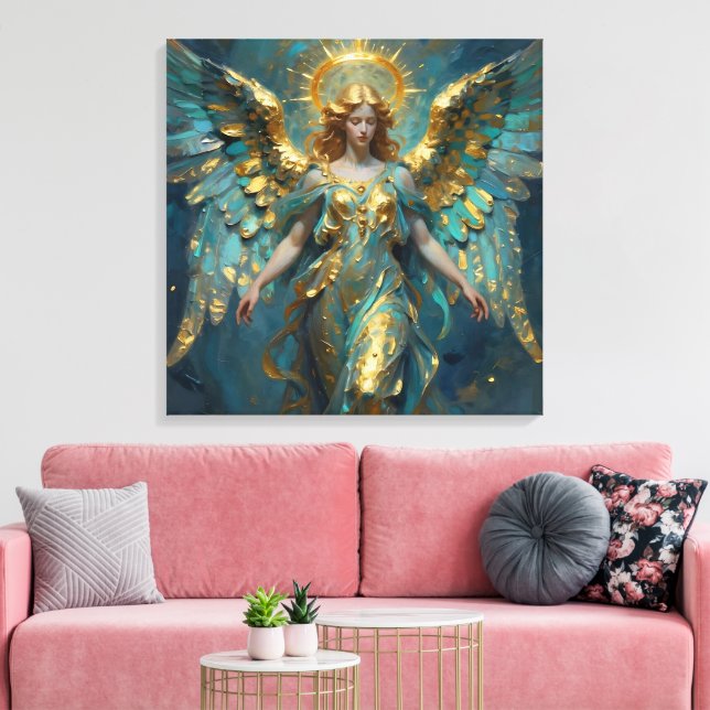 A Beautiful Gold and Turquoise Angel  Canvas Print (Insitu(LivingRoom))