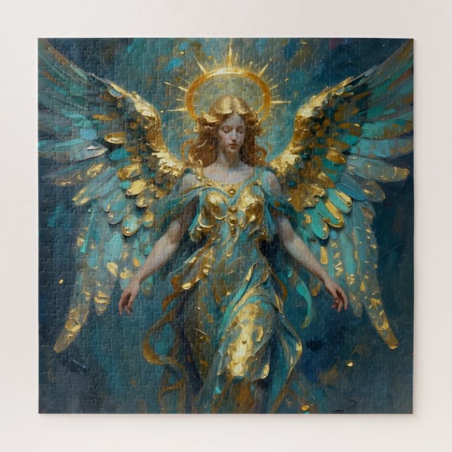 A Beautiful Gold and Turquoise Angel  Jigsaw Puzzle (Vertical)