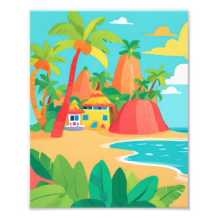 A beautiful house in a tropical island photo print