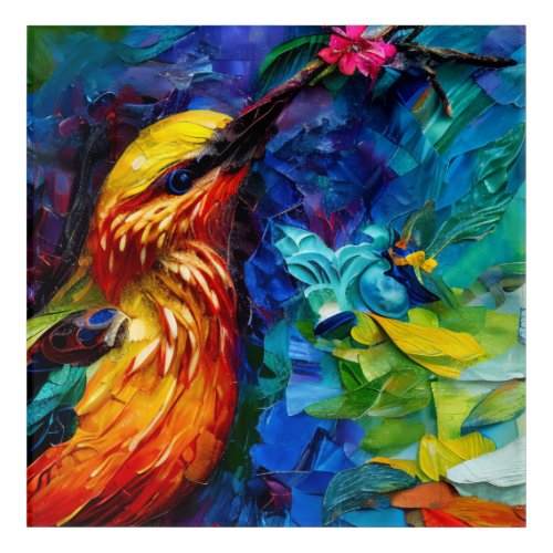 A Beautiful Hummingbird Mixed Media Painting Acrylic Print