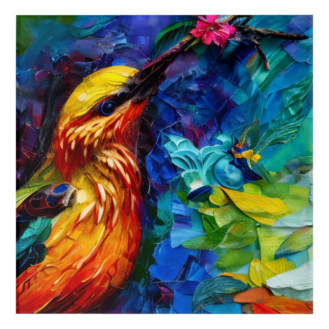 A Beautiful Hummingbird Mixed Media Painting Acrylic Print (Front)