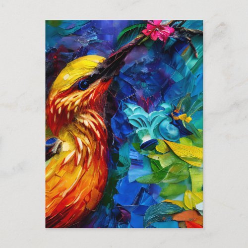 A Beautiful Hummingbird Mixed Media Painting Postcard