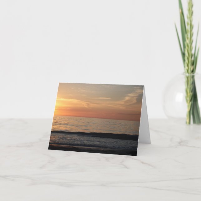 A beautiful, inspiring sunset sea greeting card (Front)
