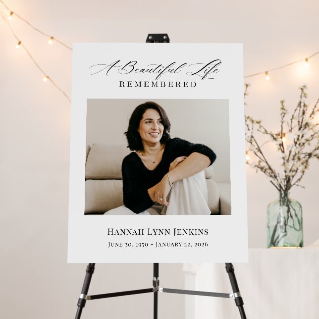 A Beautiful Life Remembered Funeral Memorial  Foam Board (In Situ (Stand))