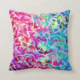 A BEAUTIFUL MESS Pink Turquoise Ombre Painting Throw Pillow