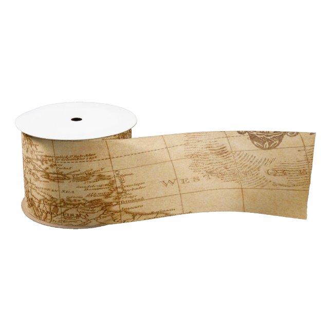 A beautiful picture of an old map of America  Satin Ribbon (Spool)