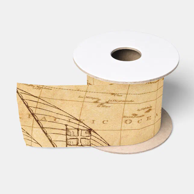 A beautiful picture of an old map of America Satin Ribbon | Zazzle