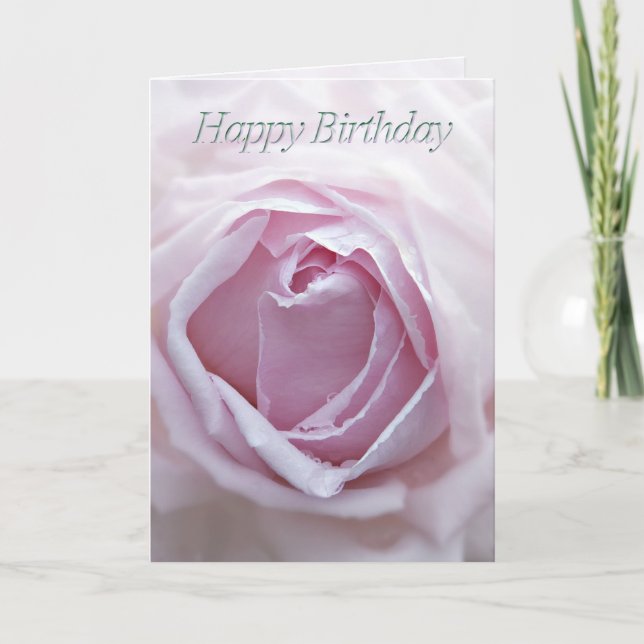A beautiful pink rose birthday card (Front)