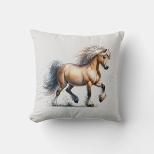 A Beautiful Pony Running Throw Pillow