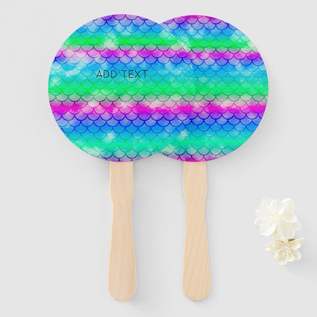 A beautiful range of mermaid-style colors     hand fan (Front and Back)