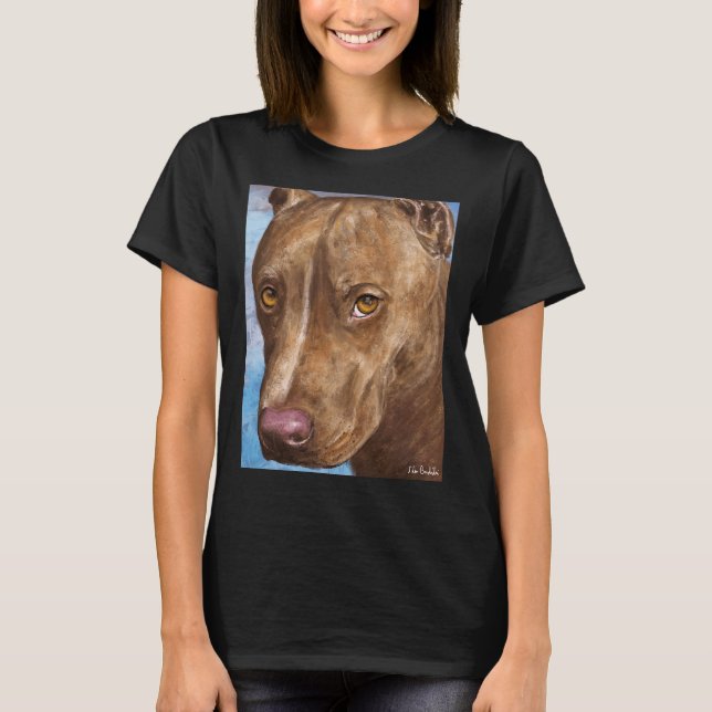 A Beautiful Red Nose Pit Bull Painting T-Shirt (Front)