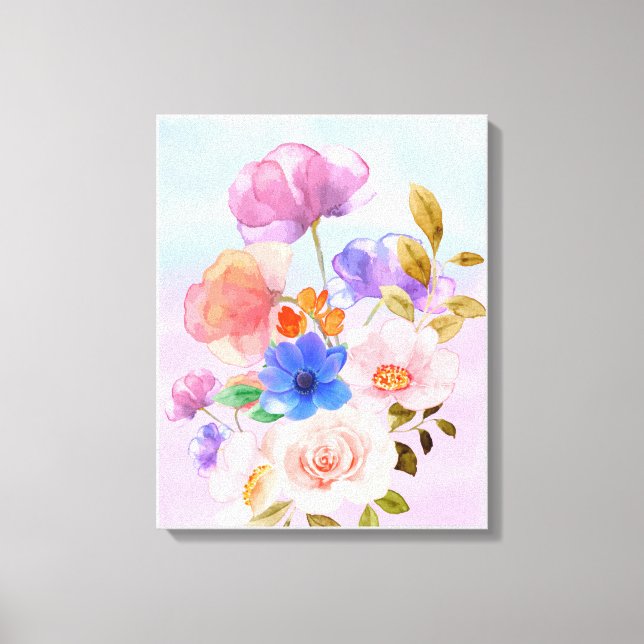 A beautiful Rose Flower Watercolor Canvas Painting Print (Front)