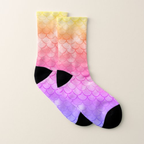 A beautiful spectrum of mermaid colors  socks