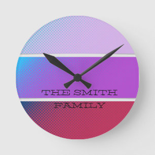 A beautiful spectrum of purple colors round clock