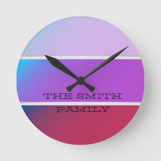 A beautiful spectrum of purple colors  round clock (Front)