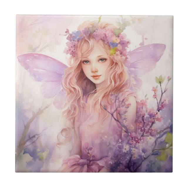 A Beautiful Spring Fairy Ceramic Tile (Front)