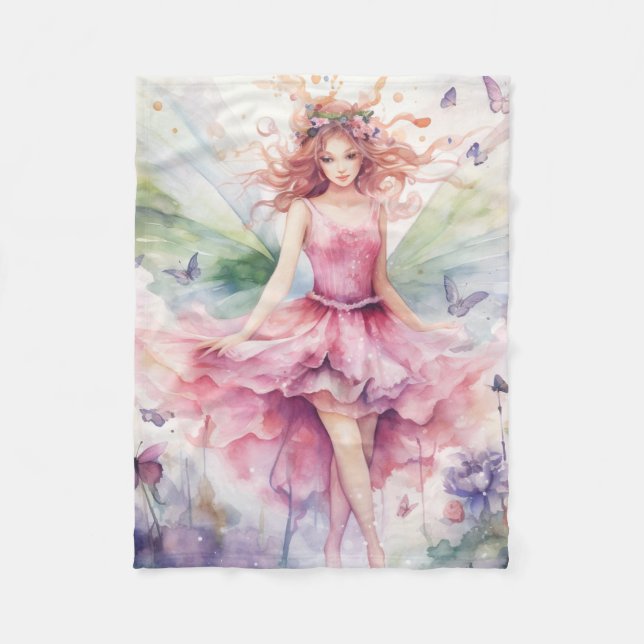 A Beautiful Spring Fairy Fleece Blanket (Front)