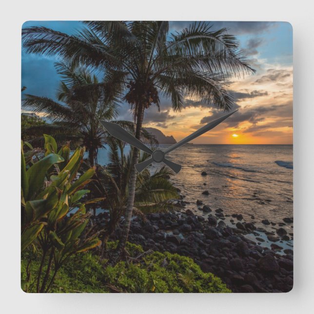 A beautiful sunset 2 square wall clock (Front)