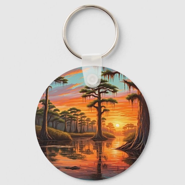 A beautiful sunset down on the Bayou Keychain (Front)